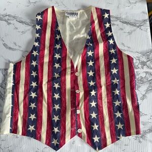 Women's Vintage 90's Patriotic Stars Stripes 4th July Vest by Idea Nuova Size L